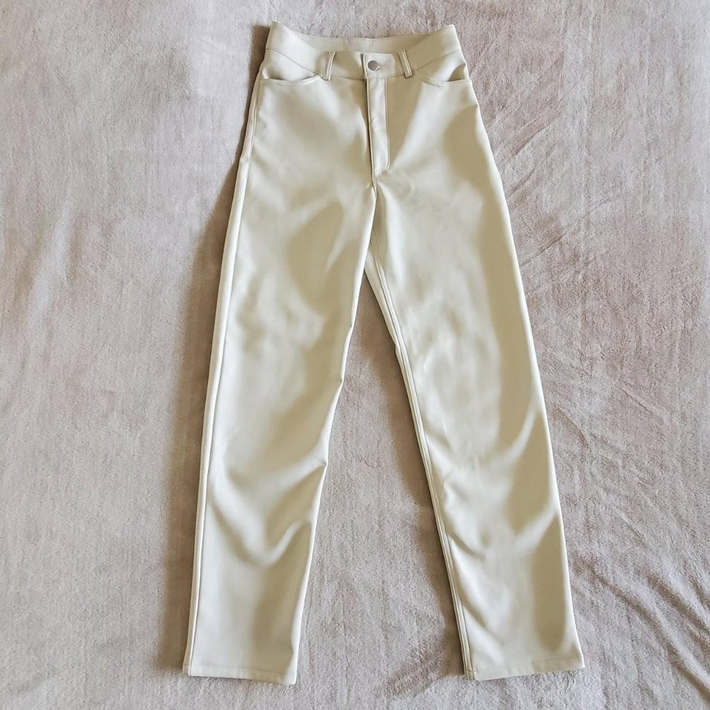 Dynamite Gisele Rainy Day Beige faux leather pants US 2 (DOWN TO TRADE for US 4)